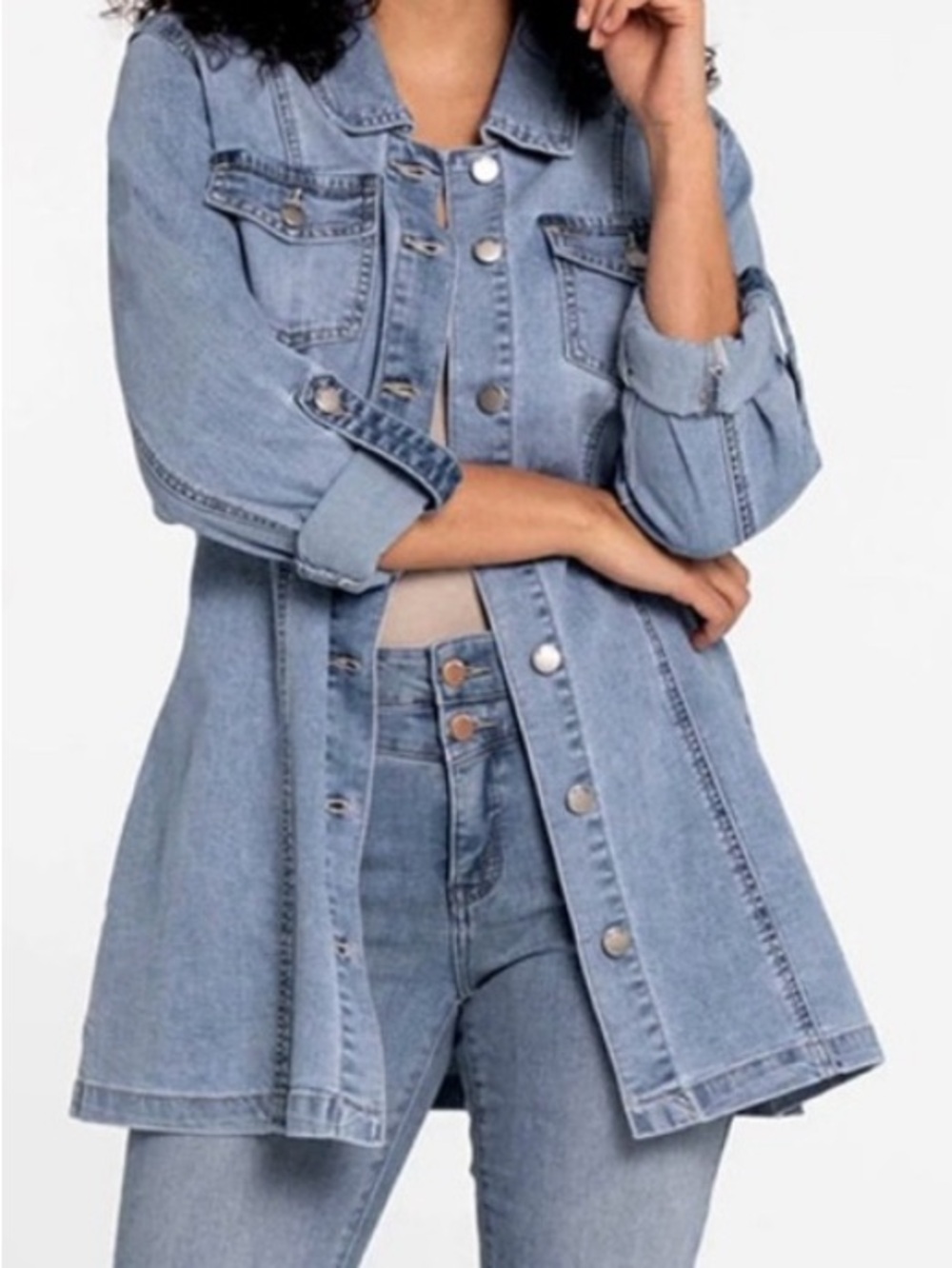 Lois Jean shirt/Jacket- Tunic Length- stretch